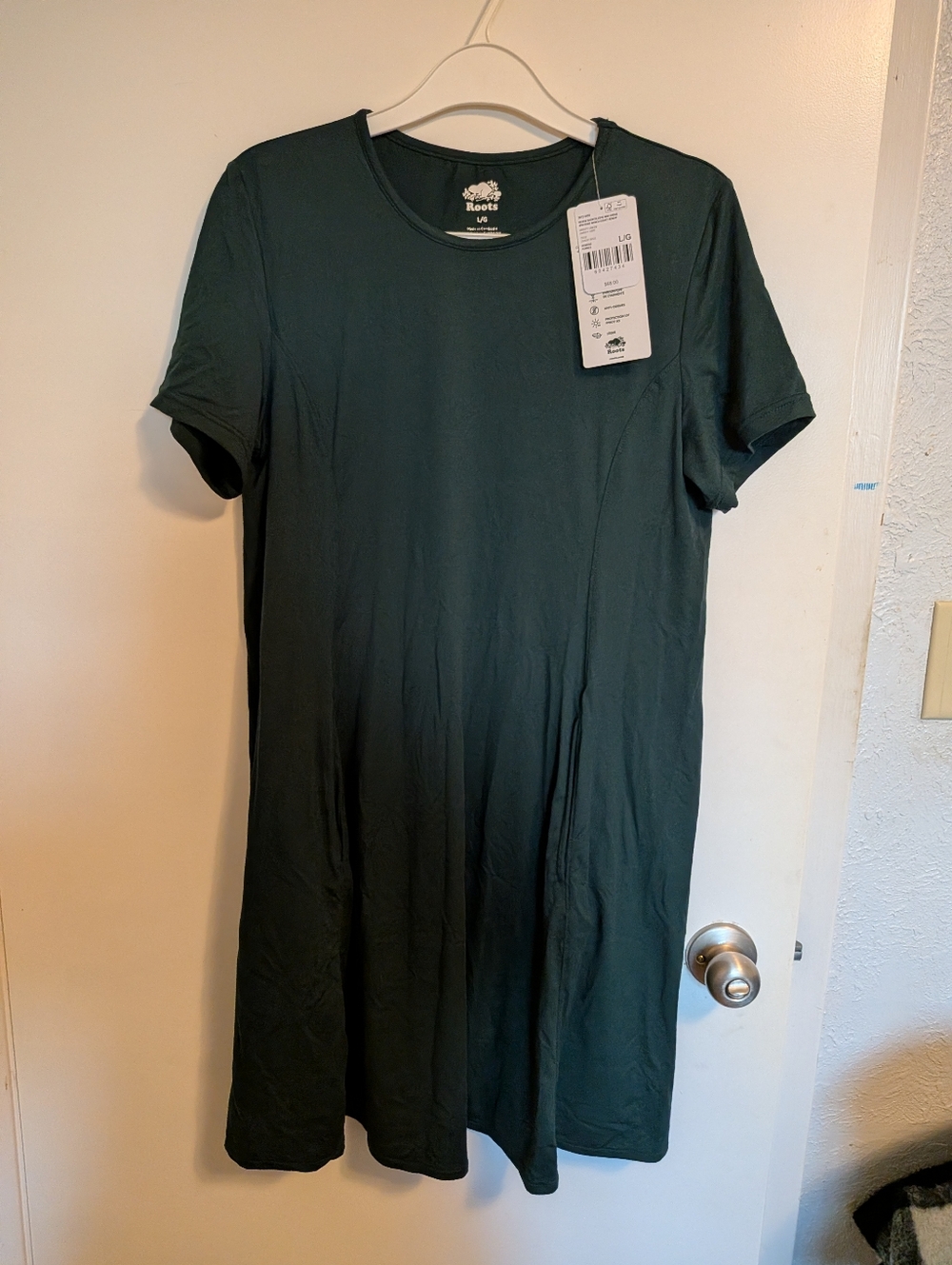 NWT Roots Renew Short sleeve Mini Dress - Large - Green